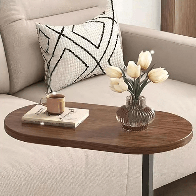 Table d'Appoint - C-shapedSideTable™ - Marron&Blanc