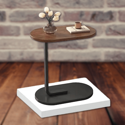 Table d'Appoint - C-shapedSideTable™ - Marron&Blanc
